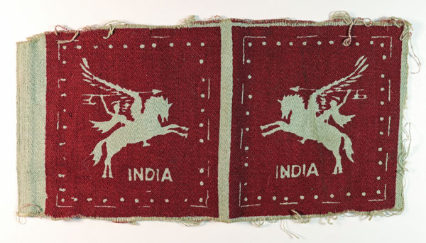44th INDIAN AIRBORNE DIVISION WW2 Printed Formation Sign Badge – Uncut Pair — Lot No. 4961/SF6A