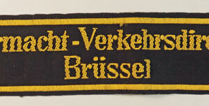 GERMAN – WEHRMACHT – VERKEHRSDIREKTION / BRUSSEL WW2 Embroidered Cuff Title – SCARCE —  Lot No. 5895 - Image 2