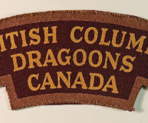 BRITISH COLUMBIA / DRAGOONS / CANADA WW2 Canadian Printed Shoulder Title Badge – CALICO PRINTERS —  Lot No. 6097 - Image 2