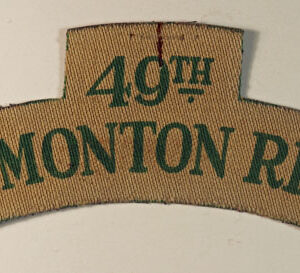 49th EDMONTON REGT. WW2 Canadian Printed Shoulder Title Badge – CALICO PRINTERS – SCARCE  —  Lot No. 5884 - Image 2