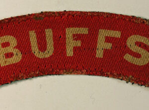 BUFFS WW2 Printed Shoulder Title Badge - CALICO PRINTERS  ---  Lot No. 6185