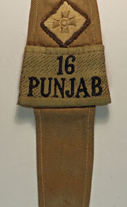 16 / PUNJAB /Lt.Colonel WW2 Khaki Drill Embroidered Shoulder Strap —  Lot No. 6224 - Image 4