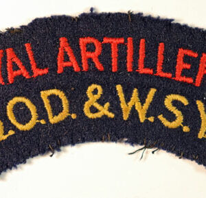 250th (QUEEN'S OWN DORSET & WEST SOMERSET YEOMANRY) MEDIUM REGIMENT R.A. Embroidered Shoulder Title Badge --- Lot No. 6229