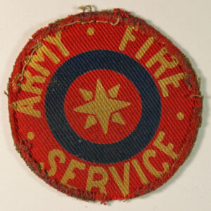 ARMY FIRE SERVICE WW2 Printed Cloth Arm Badge - CALICO PRINTERS --- Lot No. 6234