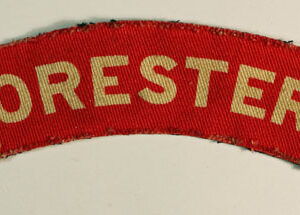 FORESTERS WW2 Printed Shoulder Title Badge - CALICO PRINTERS  ---  Lot No. 6244