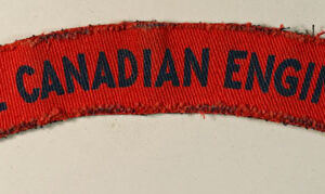 ROYAL CANADIAN ENGINEERS WW2 Printed Shoulder Title Badge - British Made - CALICO PRINTERS ---  Lot No. 6355