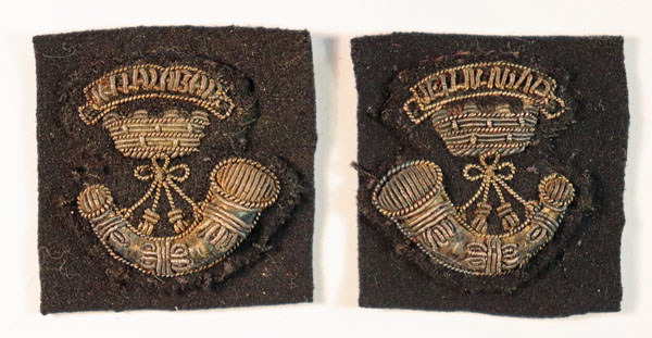 SOMERSET L.I. 1902 Officer’s Bullion Embroidered Mess Dress Collar Badge Pair – SCARCE — Lot No. 6457