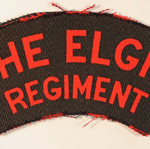 THE ELGIN / REGIMENT WW2 Canadian Printed Shoulder Title Badge - CALICO PRINTERS - SCARCE  ---  Lot No. 6408