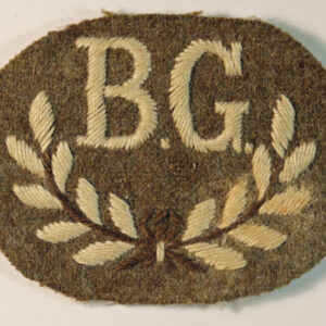 'B.G.' in WREATH - Bren Gunner - Unofficial WW2 Embroidered Felt Arm Badge