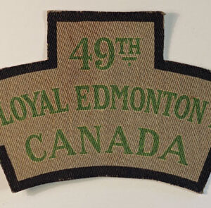 49th THE LOYAL EDMONTON REGT./CANADA WW2 Canadian Printed Shoulder Title Badge - CALICO PRINTERS - SCARCE  ---  Lot No. 6277