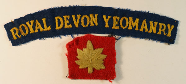 142nd FIELD REGIMENT (ROYAL DEVON YEOMANRY) WW2 Embroidered Felt Formation Badge — Lot No. 6489