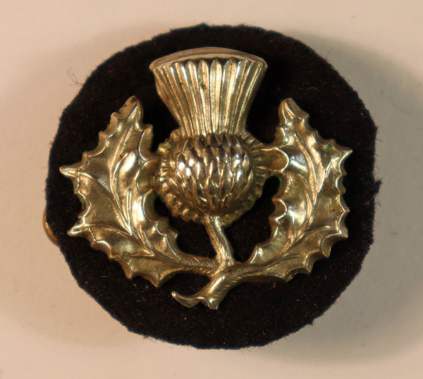 9th SCOTTISH DIVISION WW1 White-Metal on Blue Cloth Formation Sign Badge – SCARCE — Lot No. 6462/WW1-17