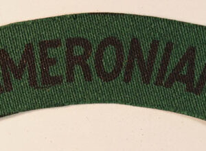 CAMERONIANS WW2 Printed Shoulder Title Badge - CALICO PRINTERS - SCARCE --- Lot No. 6393