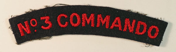 No.3 COMMANDO WW2 Embroidered Shoulder Title Badge – SCARCE — Lot No. 6469/SF22
