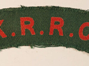K.R.R.C. - KING'S ROYAL RIFLE CORPS WW2 Printed Shoulder Title Badge - CALICO PRINTERS --- Lot No. 6589