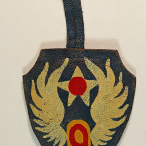 U.S. 9th AIR FORCE WW2 British Made Painted Leather Formation Sign Badge - SCARCE ---  Lot No. 6607