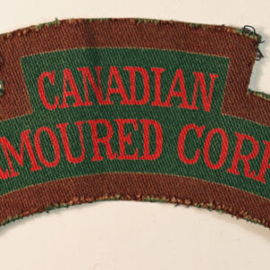 CANADIAN/ARMOURED CORPS WW2 Printed Shoulder Title Badge - CALICO PRINTERS ---  Lot No. 6641