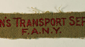 WOMEN'S TRANSPORT SERVICE / F.A.N.Y. WW2 Embroidered Shoulder Title Badge --- Lot No. 6660