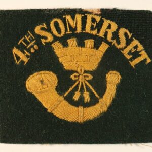 4th Bttn. SOMERSET L.I. WW1 Embroidered Helmet Badge (India) - SCARCE --- Lot No. 6670