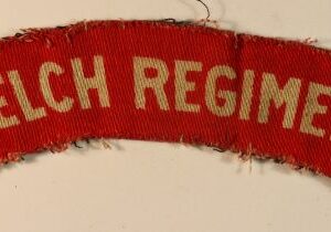 WELCH REGIMENT WW2 Printed Shoulder Title Badge - CALICO PRINTERS  ---  Lot No. 6708