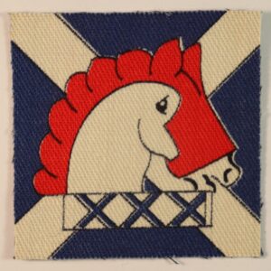 30th INDEPENDENT ARMOURED BRIGADE Printed Cloth Formation Sign Badge - CALICO PRINTERS --- Lot No. 6777
