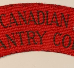 CANADIAN/INFANTRY CORPS WW2 Printed Shoulder Title Badge - CALICO PRINTERS ---  Lot No. 6784