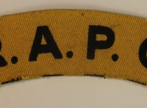 R.A.P.C. WW2 Printed Shoulder Title Badge - CALICO PRINTERS --- Lot No. 6755