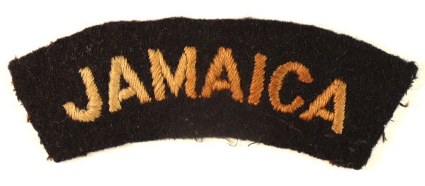 JAMAICA – R.A.F. WW2 Embroidered Nationality Shoulder Title Badge — Lot No. 6836