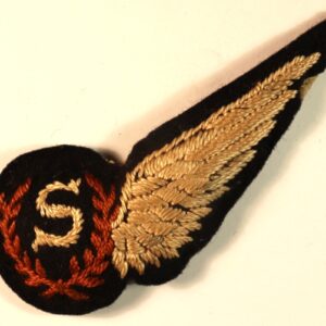 R.A.F. 'S' - WIRELESS OPERATOR (AIR) - WW2 Embroidered Half Brevet Badge (SERIFS) - Lot No. 6846