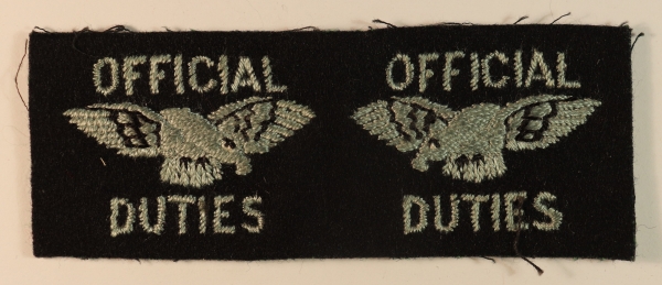 W.R.A.F. CHAPLAINS’ ASSISTANT OFFICIAL DUTIES Embroidered Shoulder Badge Uncut Pair – SCARCE — Lot No. 6898
