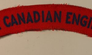 ROYAL CANADIAN ENGINEERS WW2 Printed Shoulder Title Badge - British Made - CALICO PRINTERS ---  Lot No. 6901