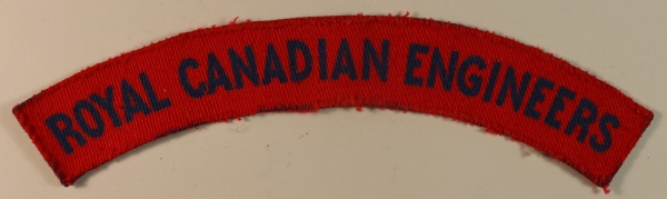 ROYAL CANADIAN ENGINEERS WW2 Printed Shoulder Title Badge – British Made – CALICO PRINTERS — Lot No. 6901