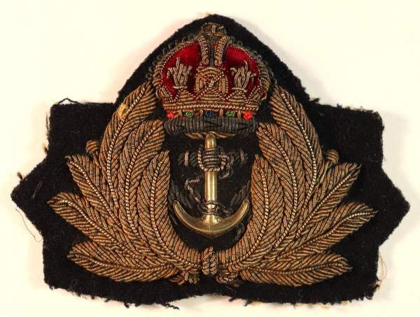 ROYAL NAVY Officer’s WW2 Padded Bullion Cap Badge — Lot No. 6902