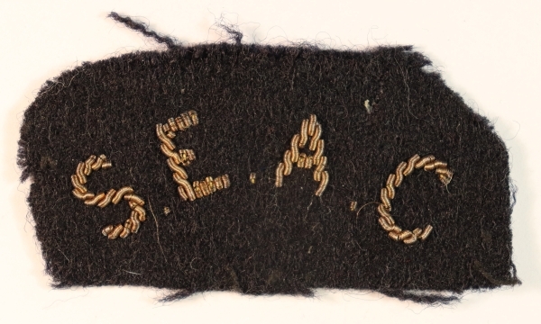 S.E.A.C. – Possibly Royal Navy WW2 Bullion Embroidered Shoulder Title Badge — Lot No. 6904