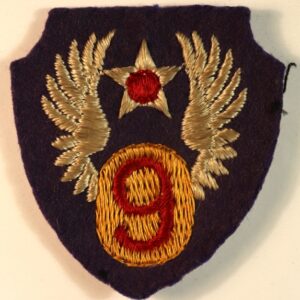 U.S. 9th AIR FORCE WW2 British Made Paste Back Embroidered Formation Sign Badge ---  Lot No. 7008