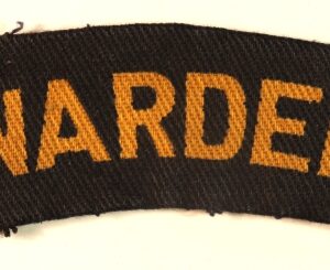 WARDEN - Civil Defence  WW2 Printed Shoulder Title Arm Badge - CALICO PRINTERS --- Lot No. 7009