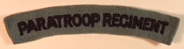 PARATROOP REGIMENT WW2 Embroidered Felt Shoulder Title Badge – SCARCE — Lot No. 6993